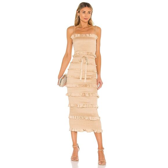 V. Chapman Dresses & Skirts - V. Chapman The Lily Dress Smocked Sleeveless In Neutral Warm Sand Size 2 NWOT